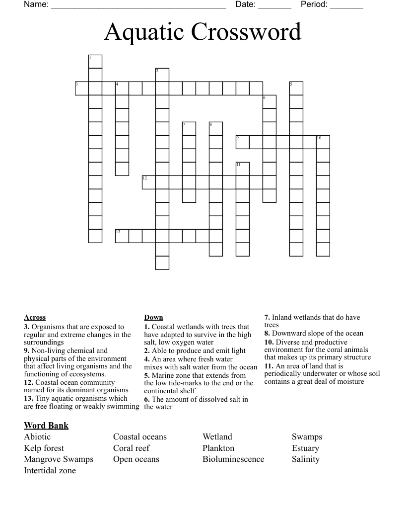 Aquatic Crossword