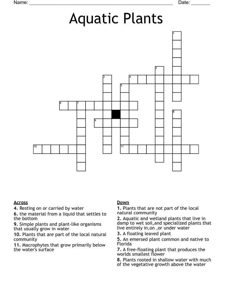 Aquatic Plants Crossword