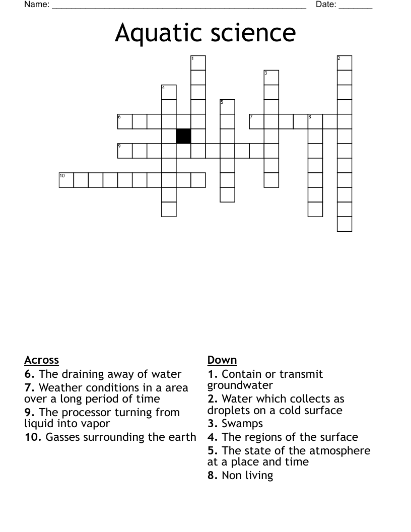 Aquatic science  Crossword