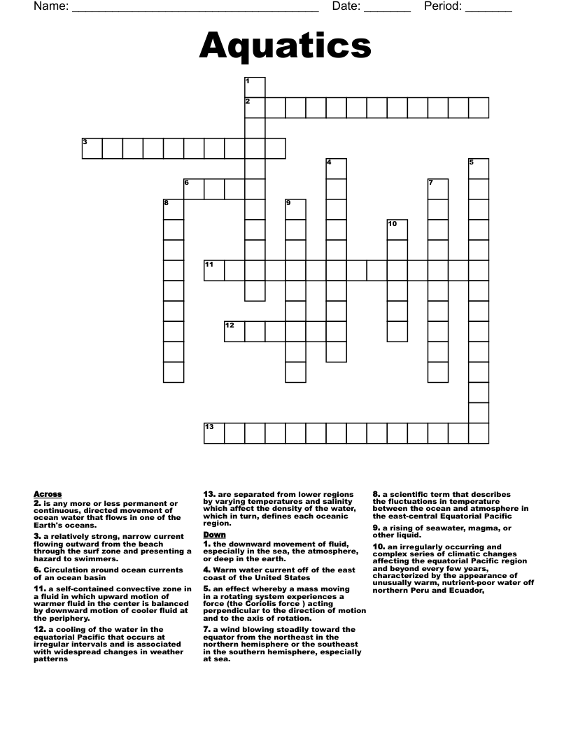 Aquatics Crossword