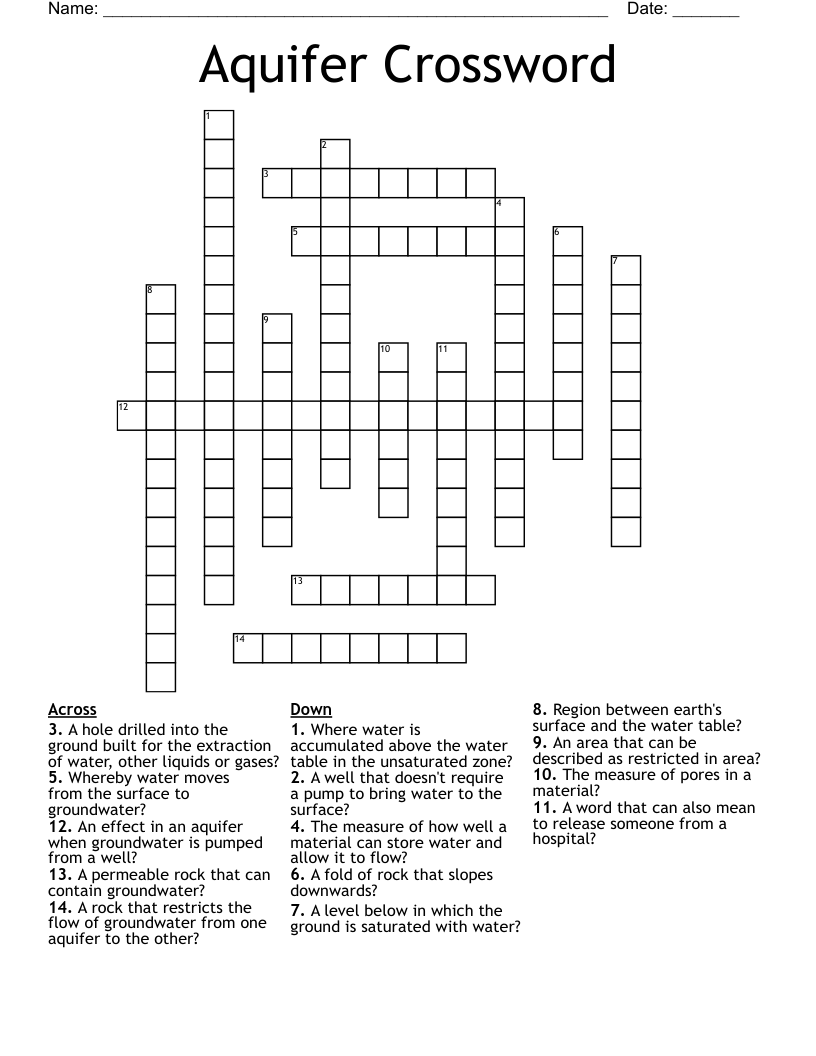 Aquifer Crossword