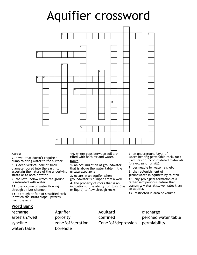 Aquifier crossword