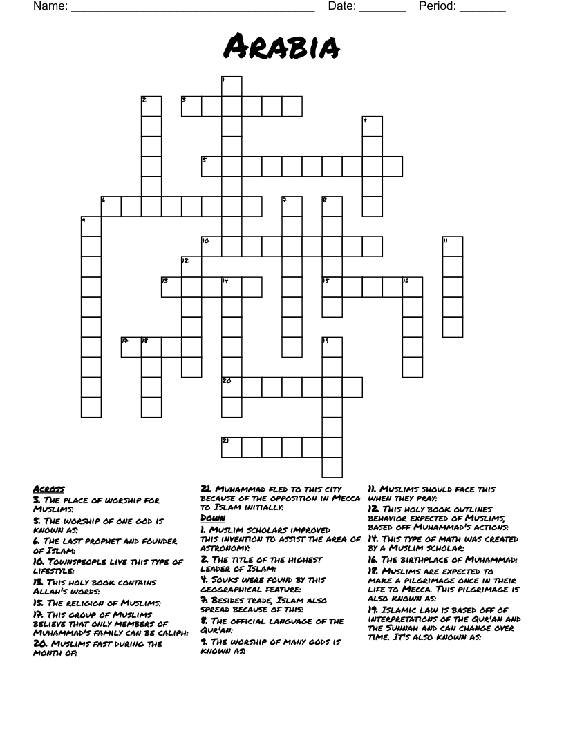 Arabia  Crossword