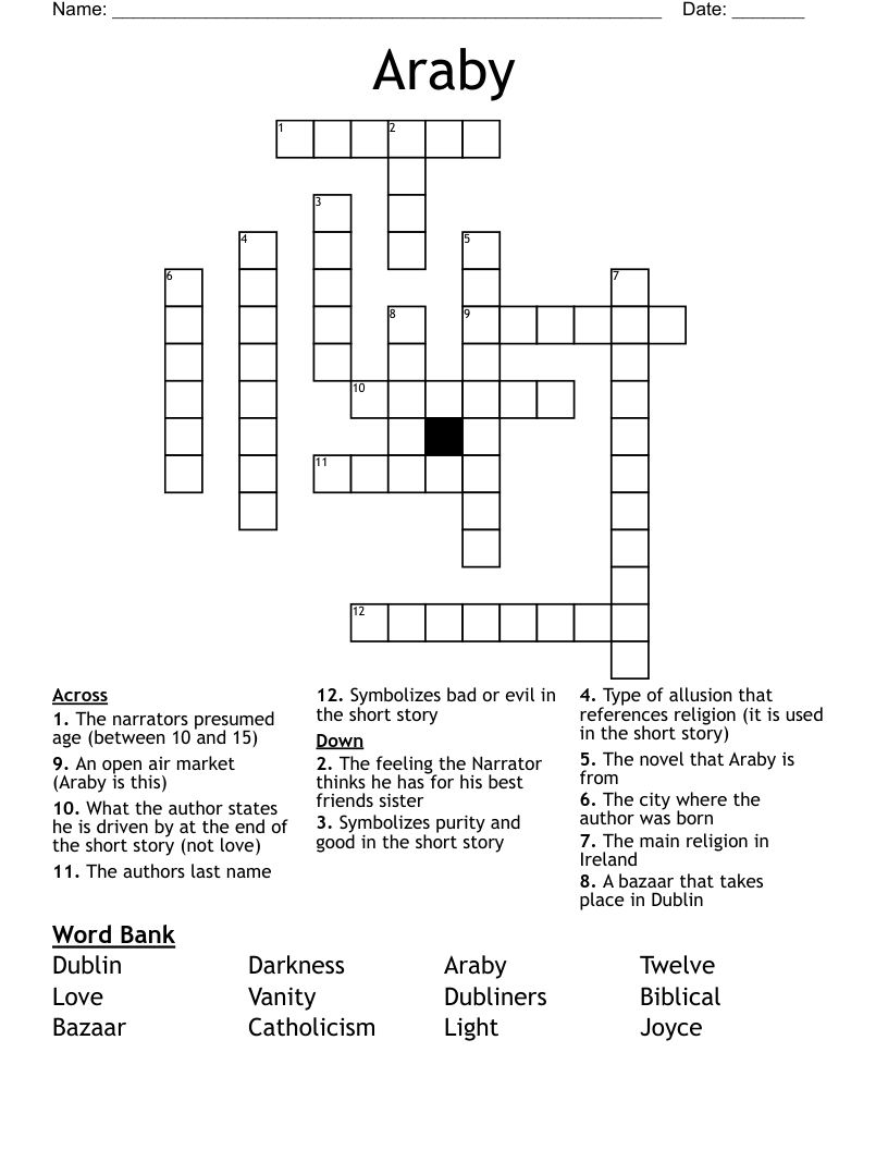 Araby Crossword