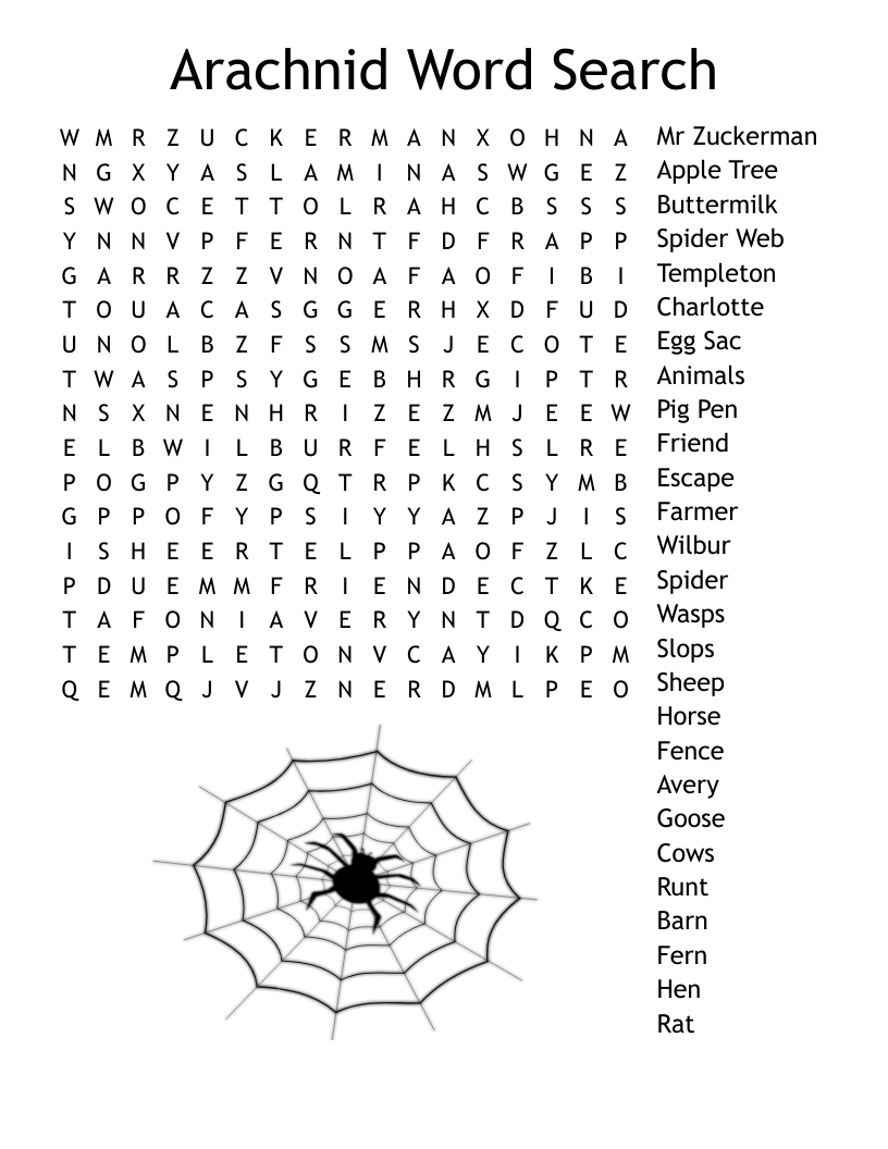 Arachnid Word Search