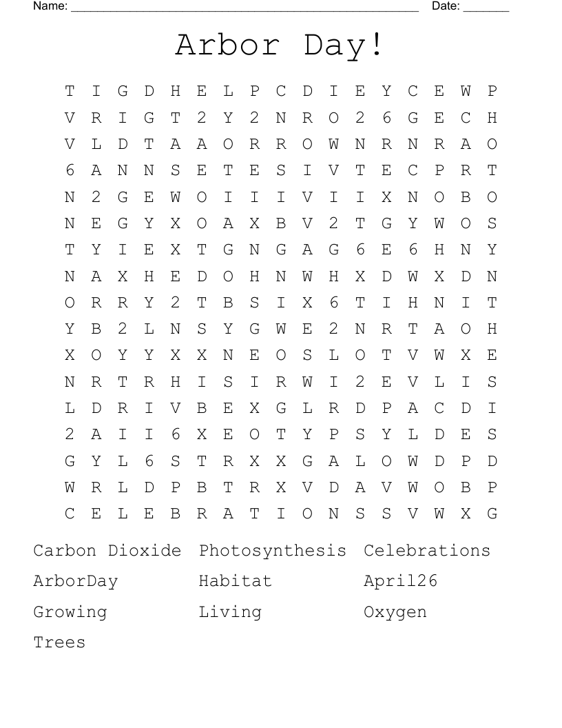 Arbor Day! Word Search