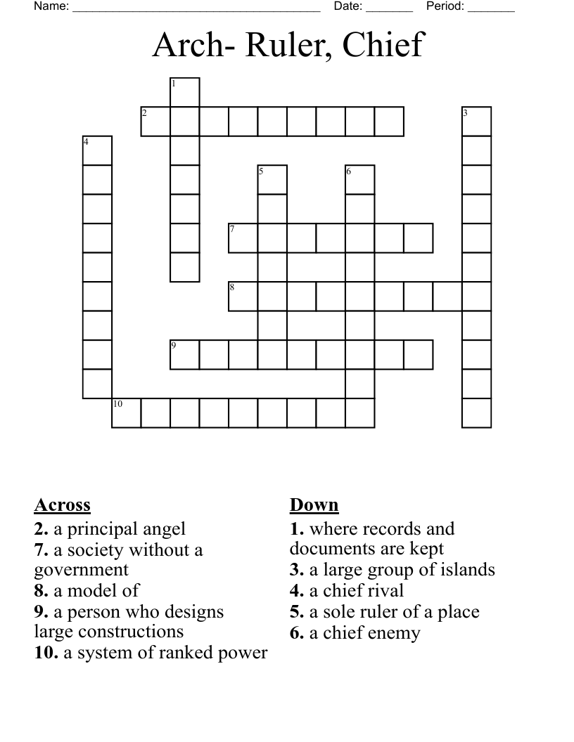 Arch- Ruler, Chief Crossword