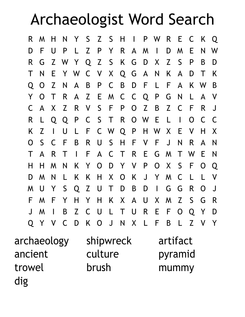 Archaeologist Word Search