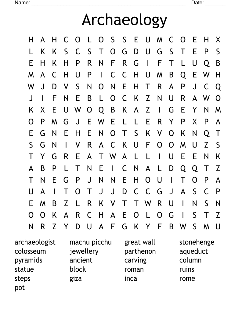 Archaeology Word Search