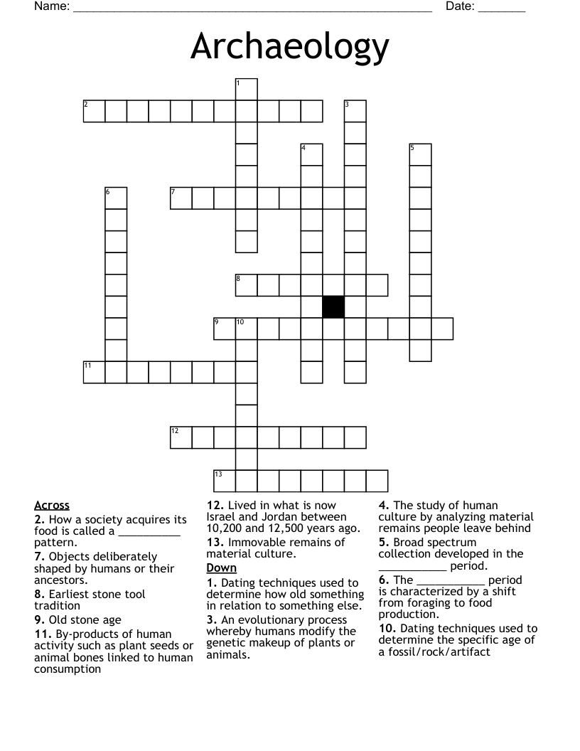 Archaeology Crossword