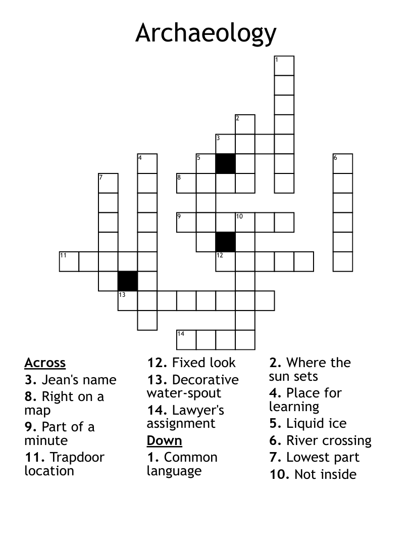 Archaeology Crossword