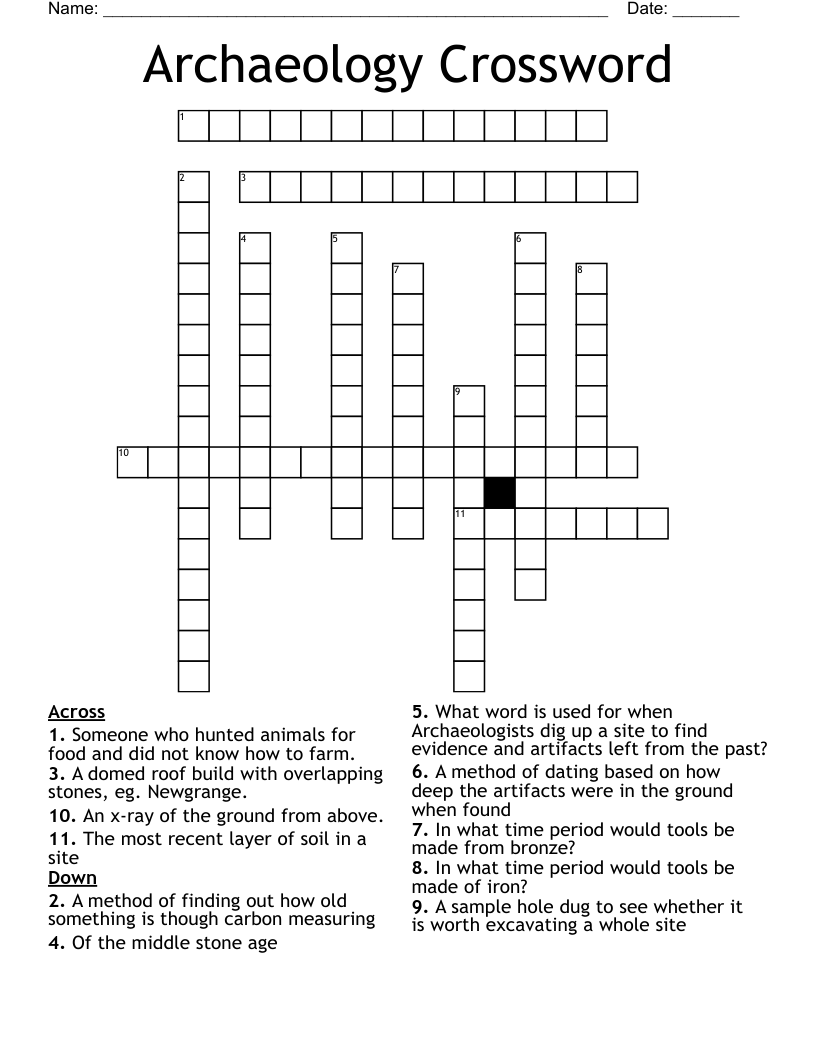 Archaeology Crossword