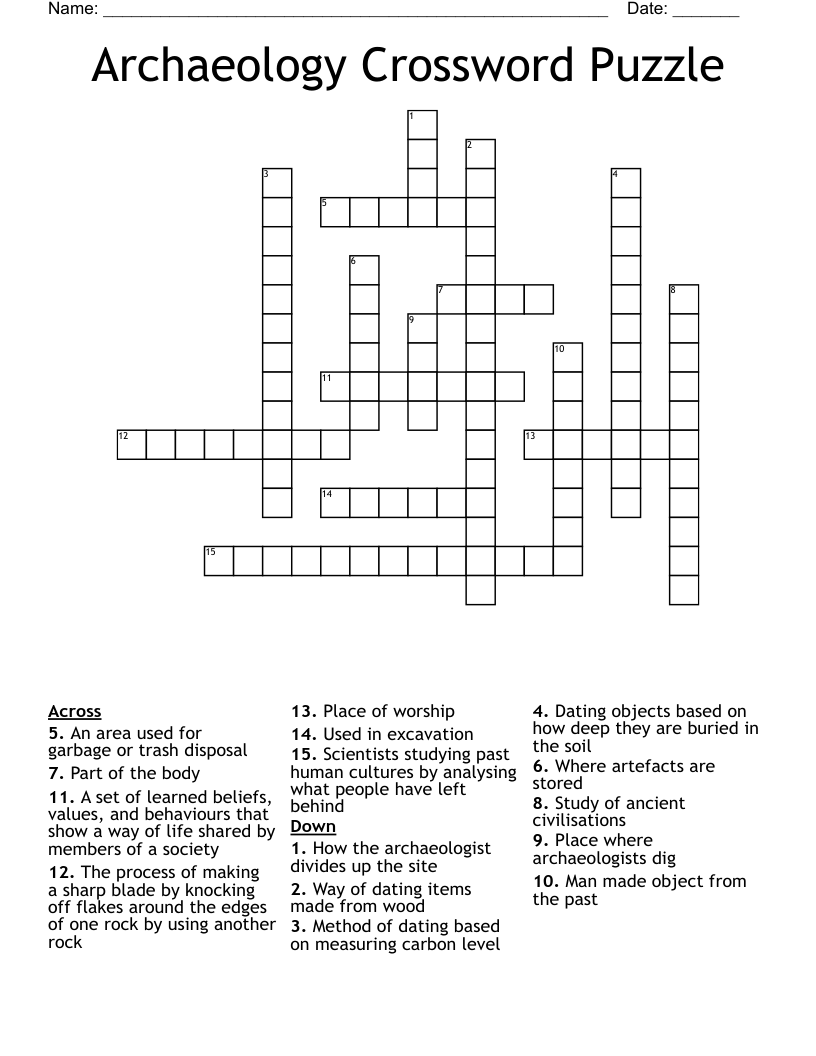 Archaeology Crossword Puzzle 