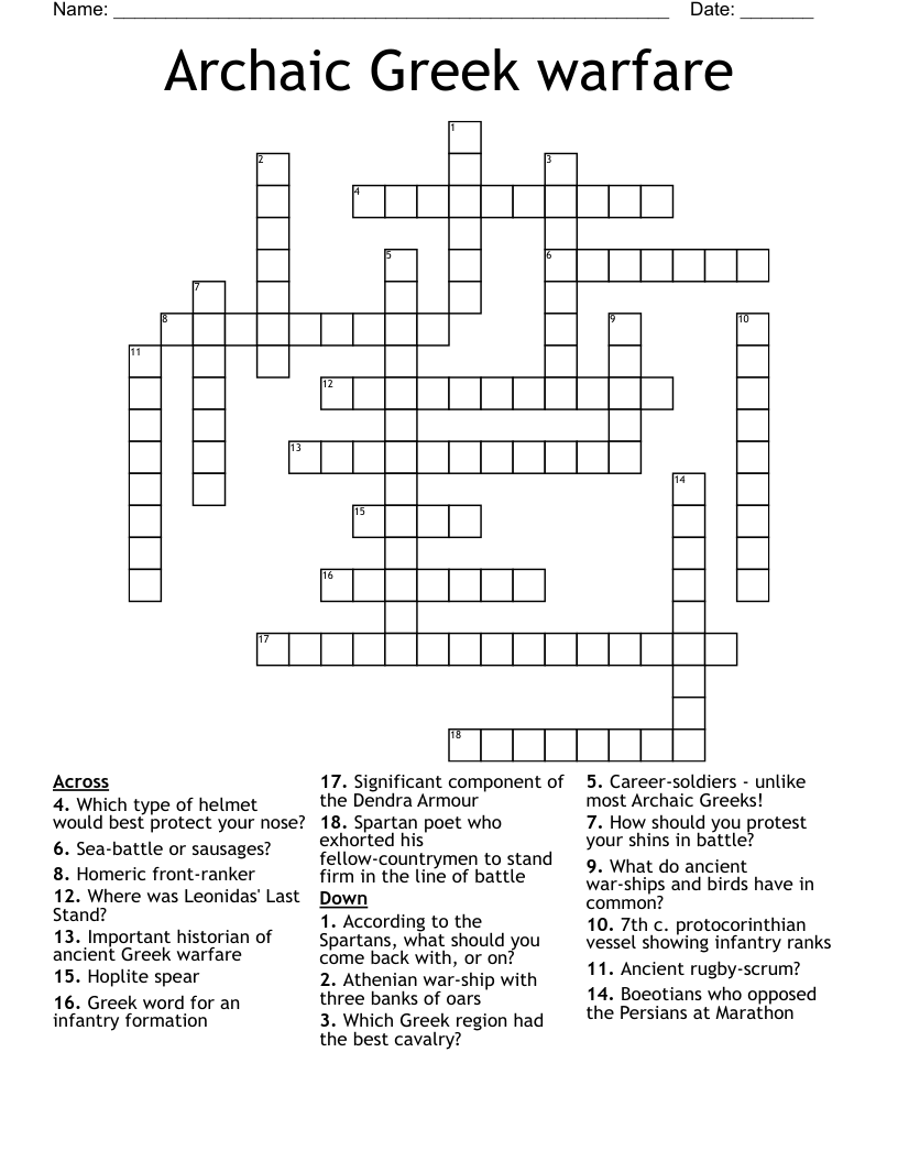 Archaic Greek warfare Crossword