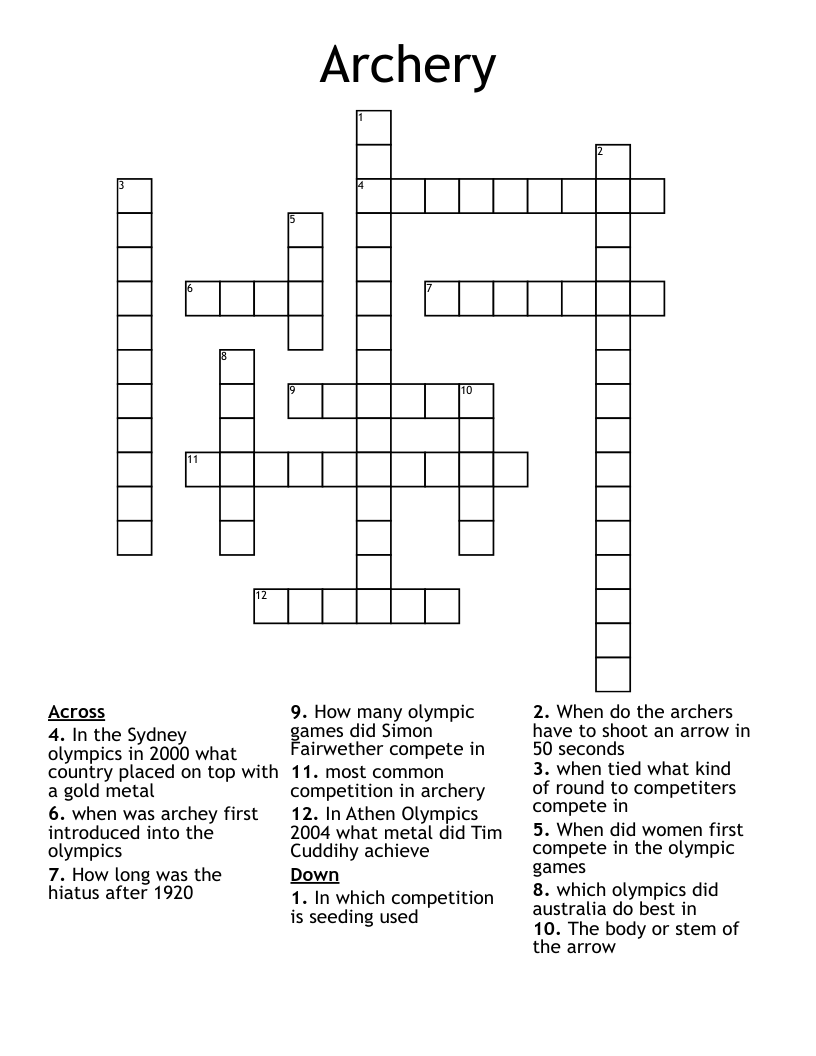 Archery Crossword