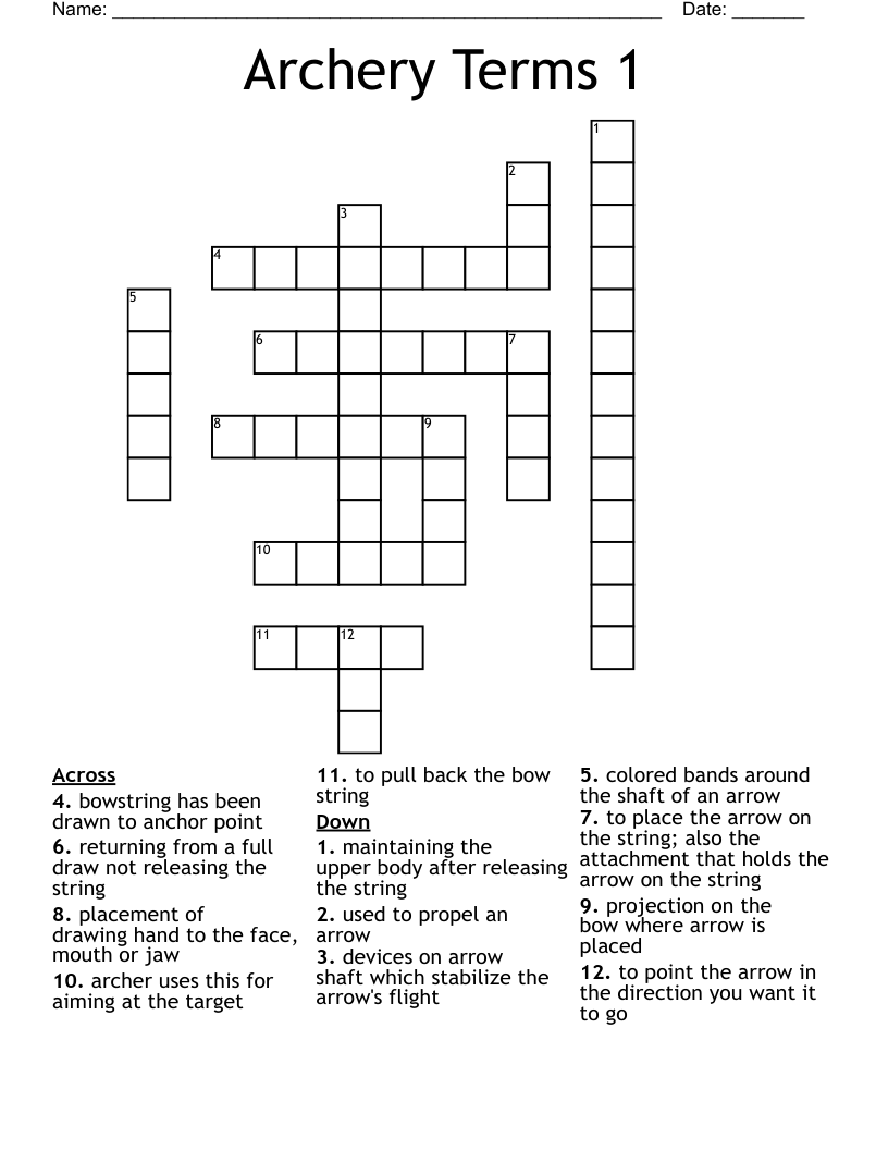 Archery Terms 1 Crossword