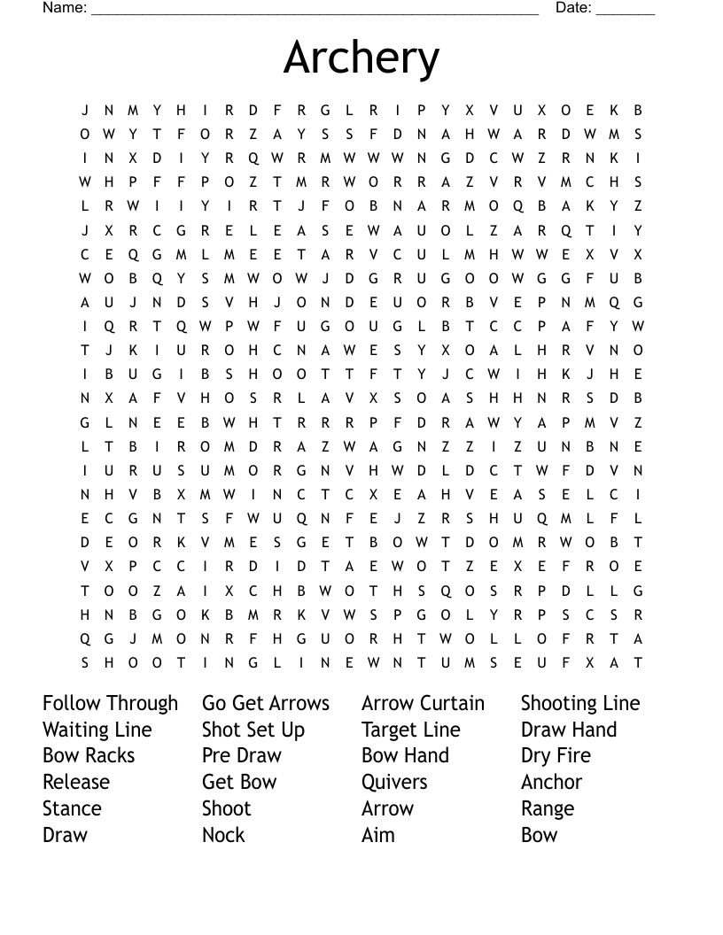 Archery  Word Search