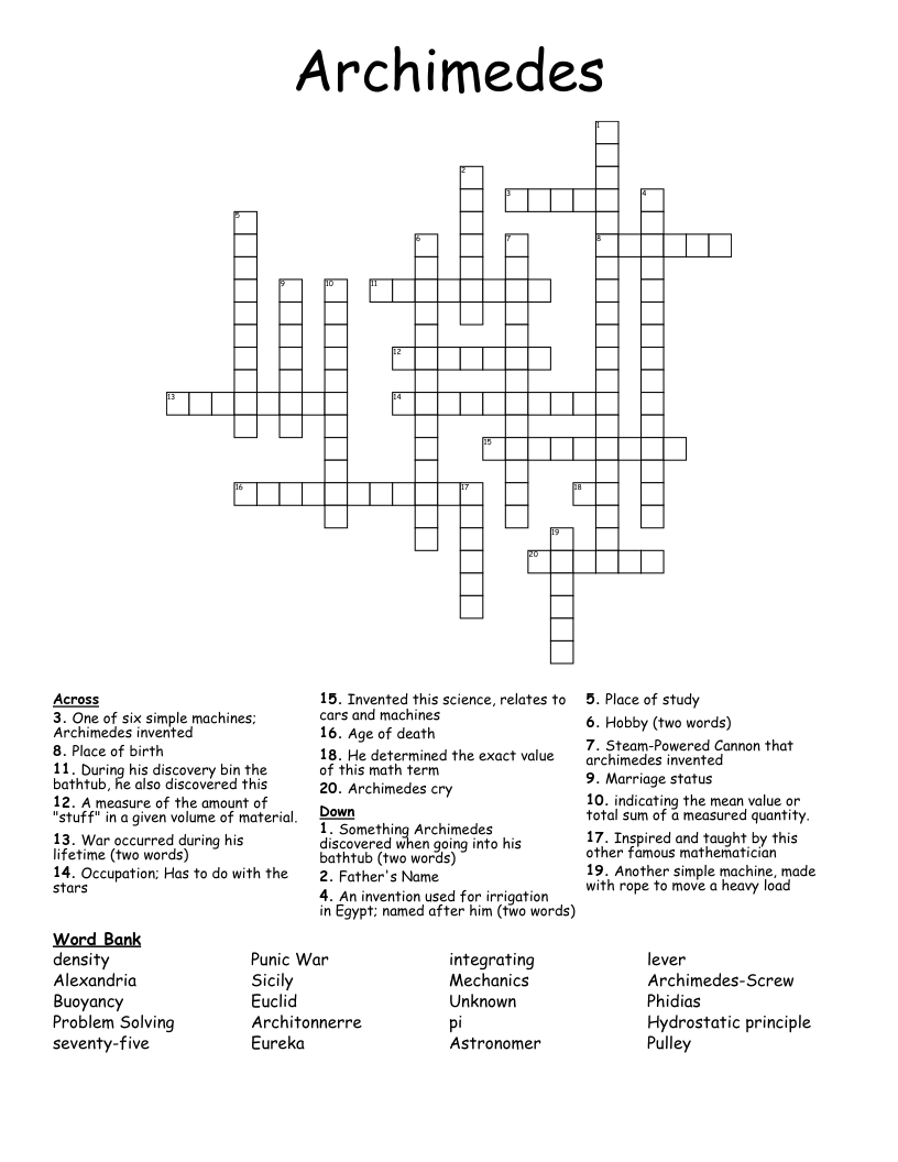 Archimedes Crossword