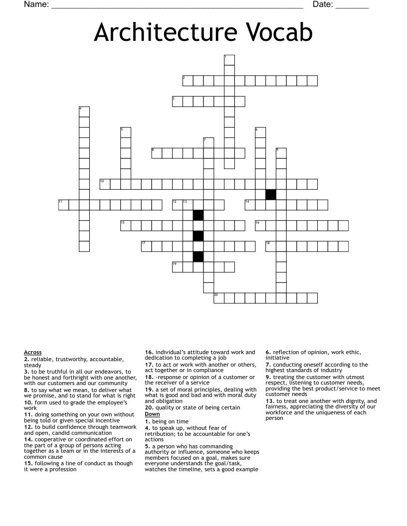 Architecture Vocab Crossword