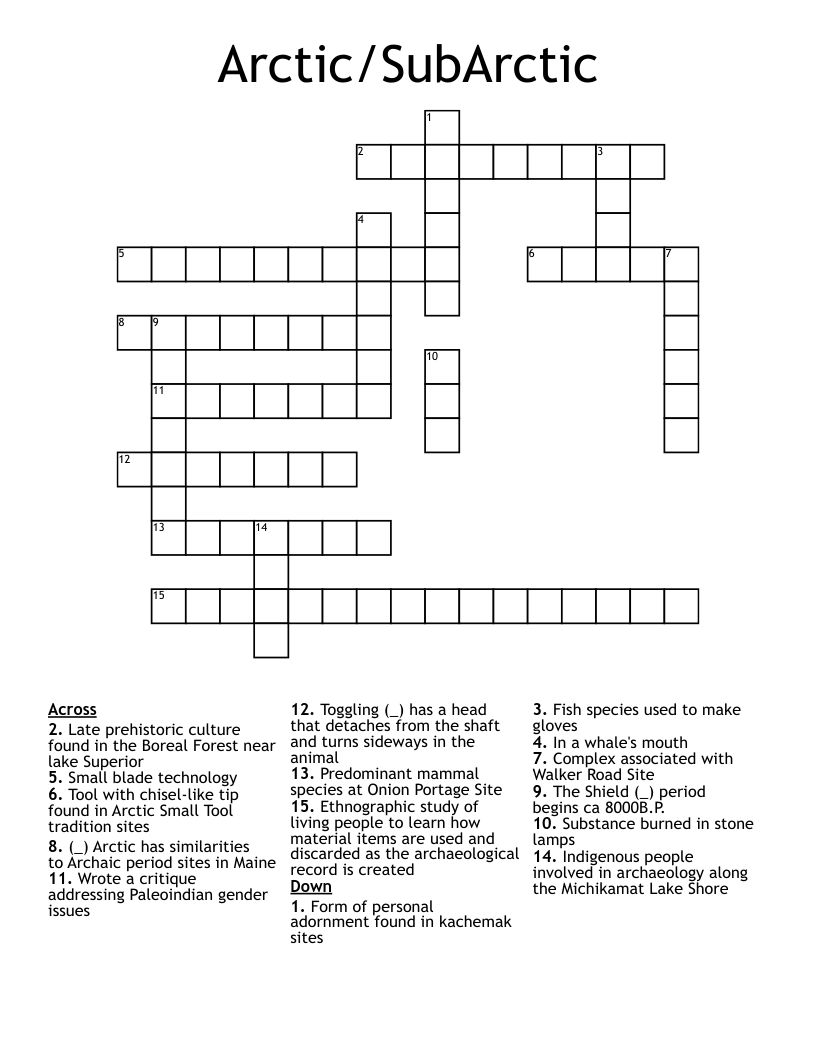 Arctic/SubArctic Crossword