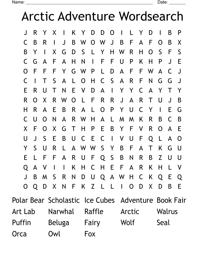 Arctic Adventure Wordsearch