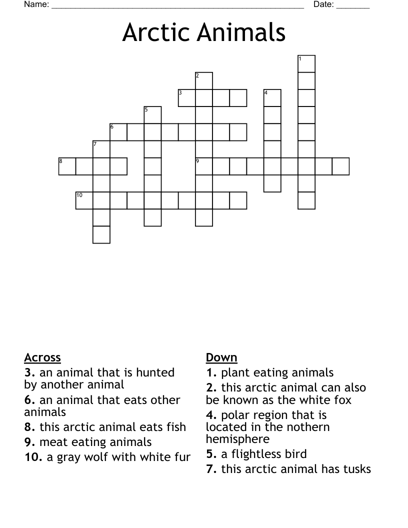 Arctic Animals Crossword