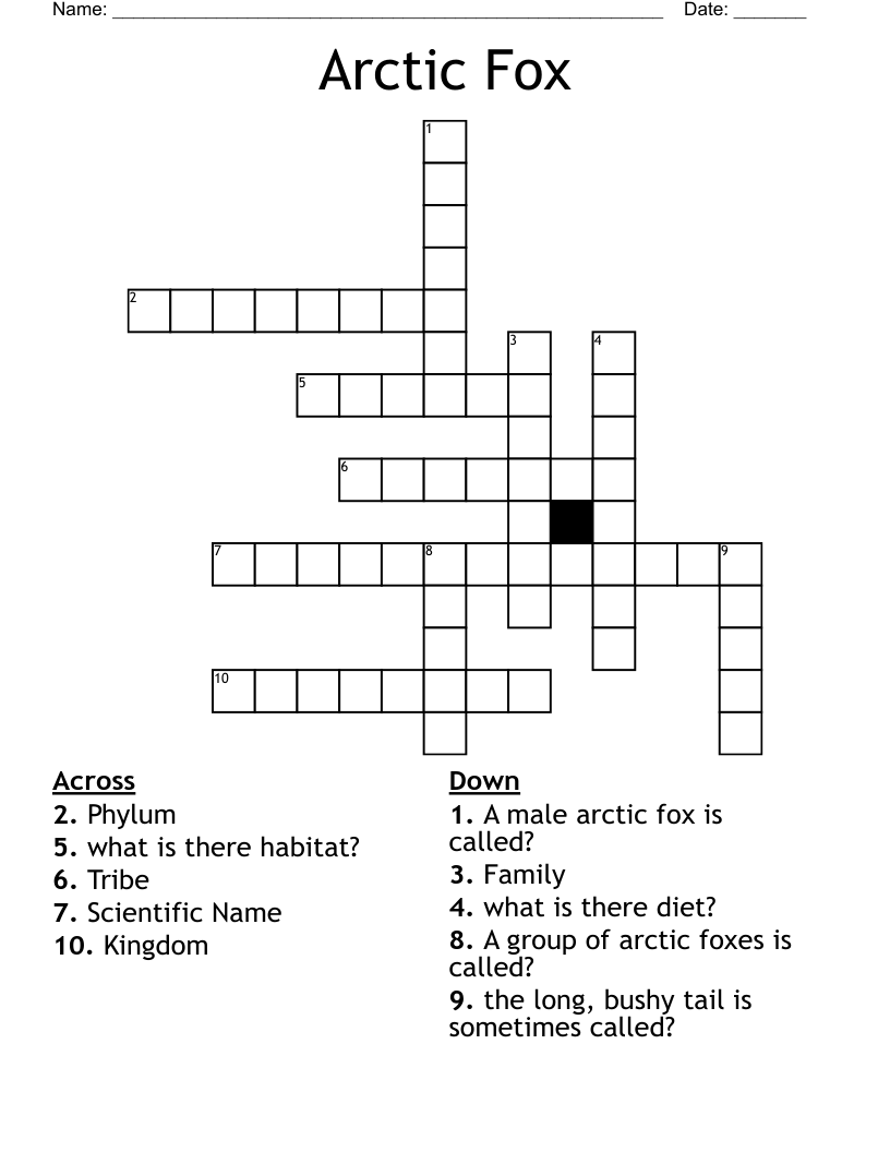 Arctic Fox Crossword