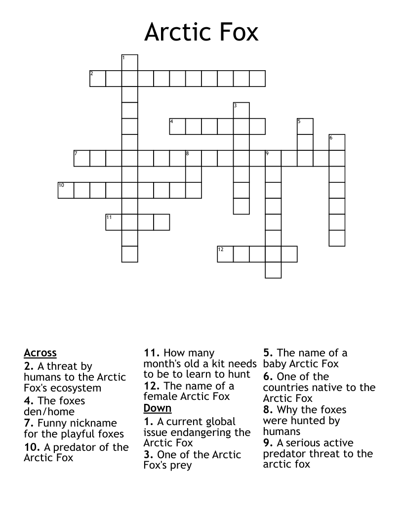 Arctic Fox Crossword
