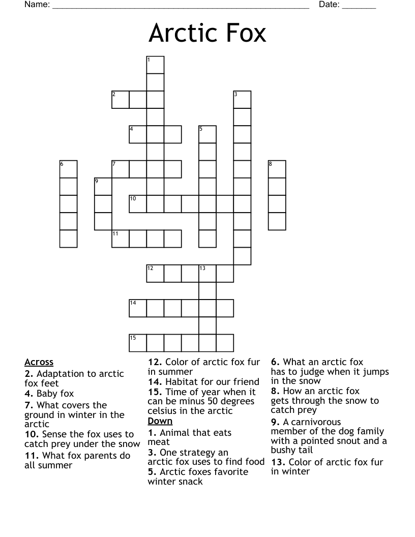 Arctic Fox Crossword
