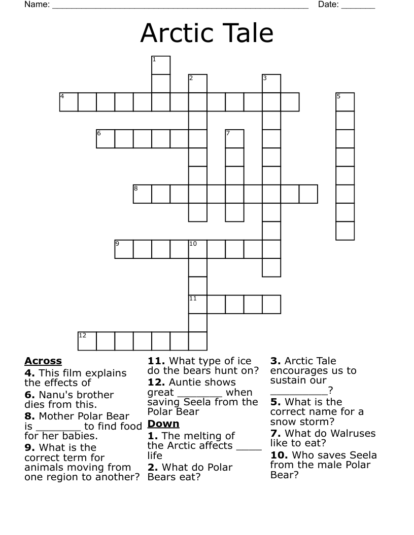 Arctic Tale Crossword