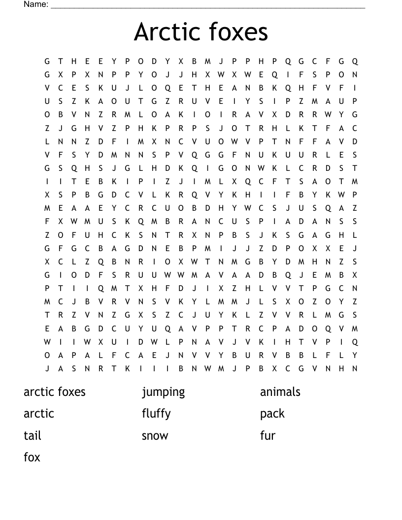 Arctic foxes Word Search