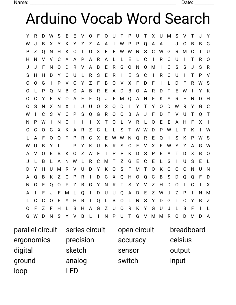 Arduino Vocab Word Search