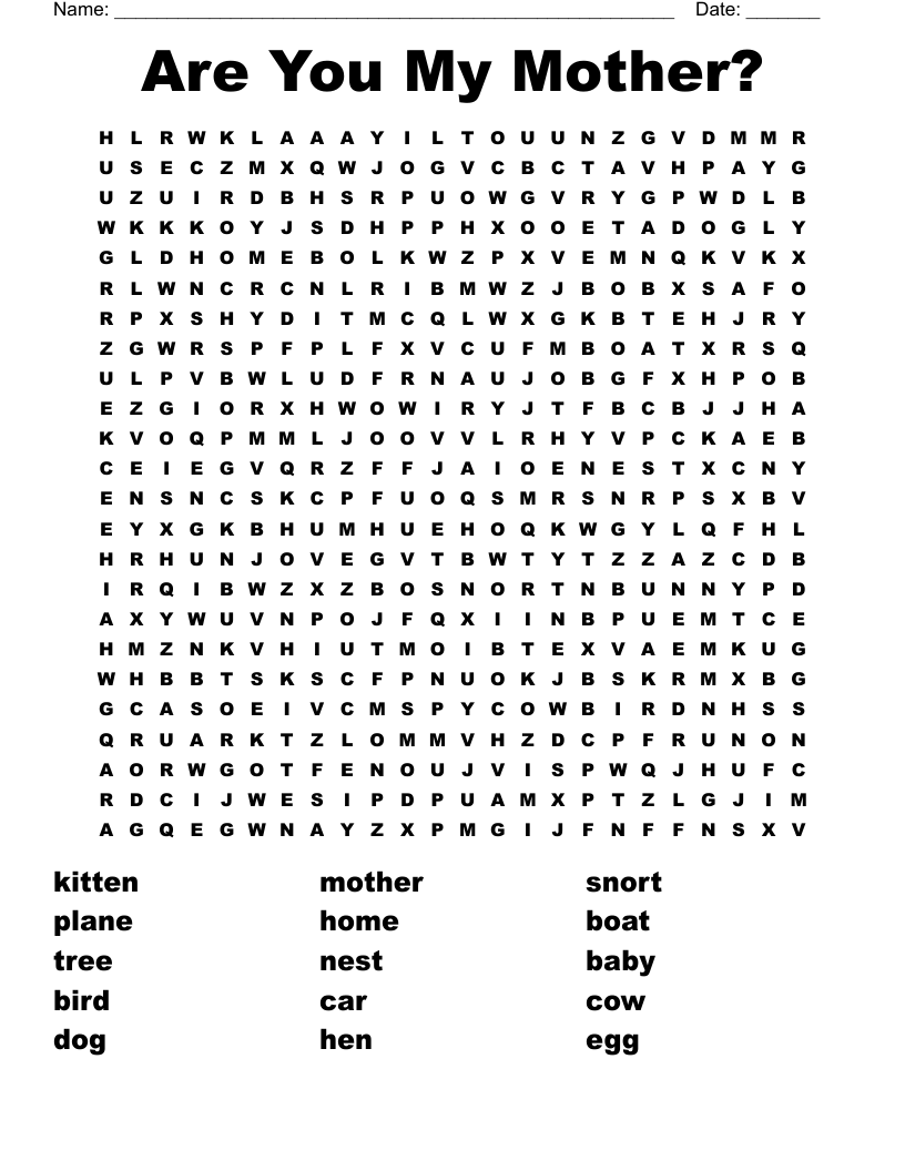 Are You My Mother? Word Search