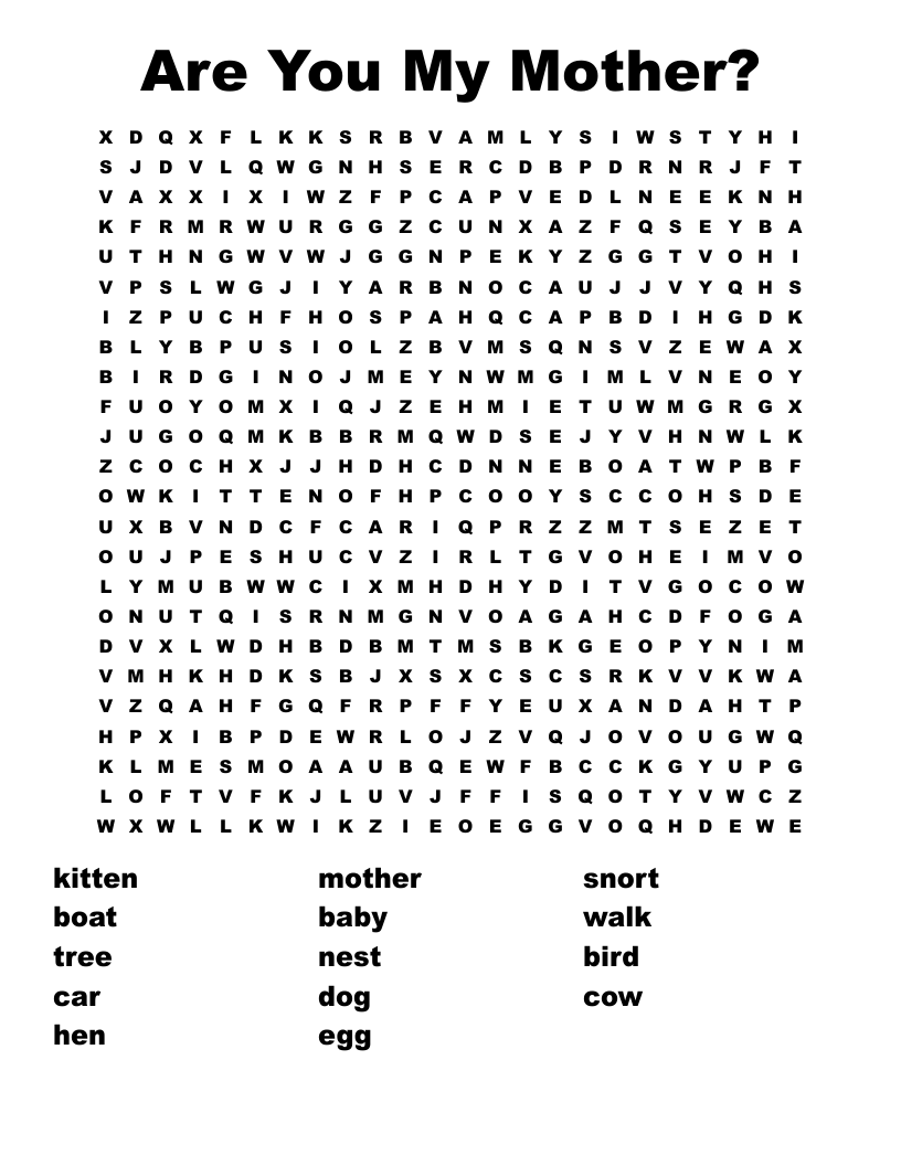 Are You My Mother? Word Search