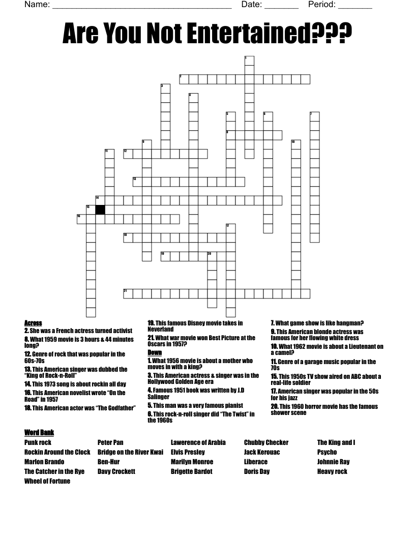 Are You Not Entertained??? Crossword