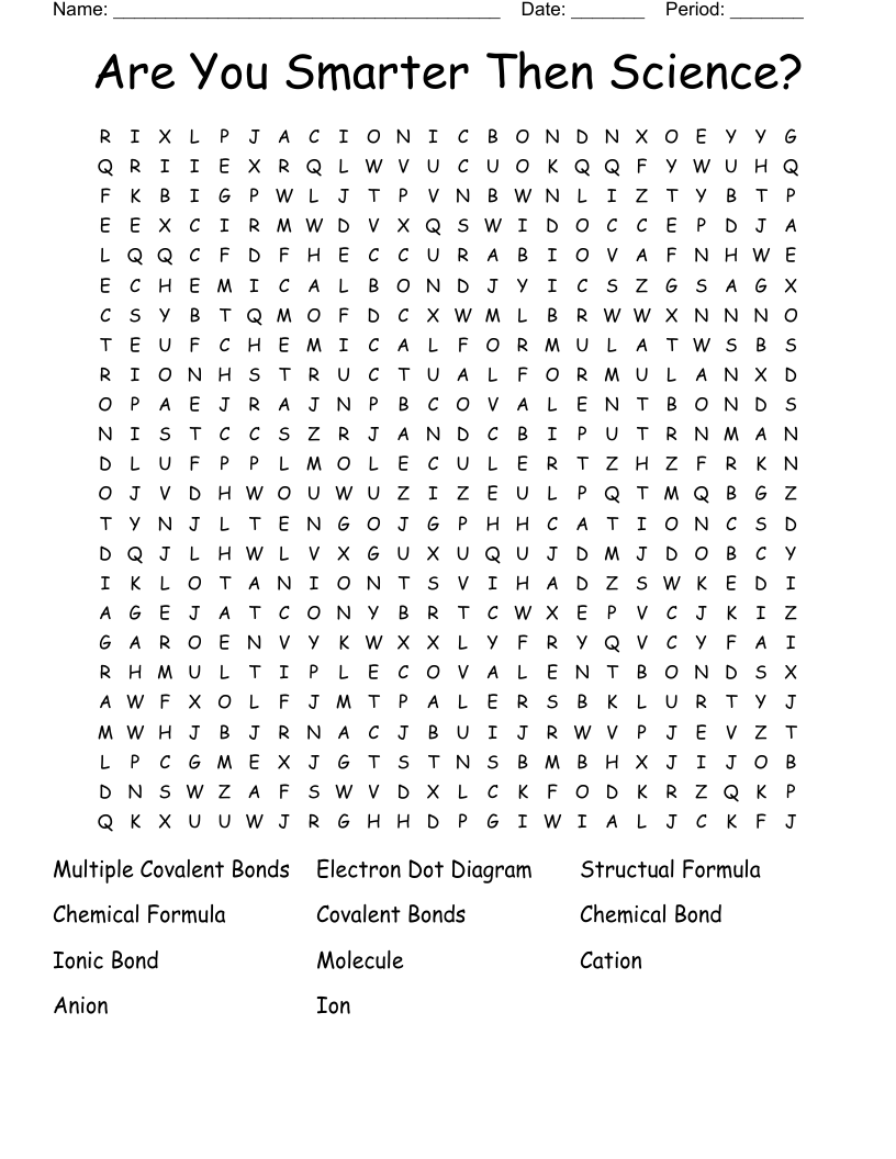 Are You Smarter Then Science? Word Search
