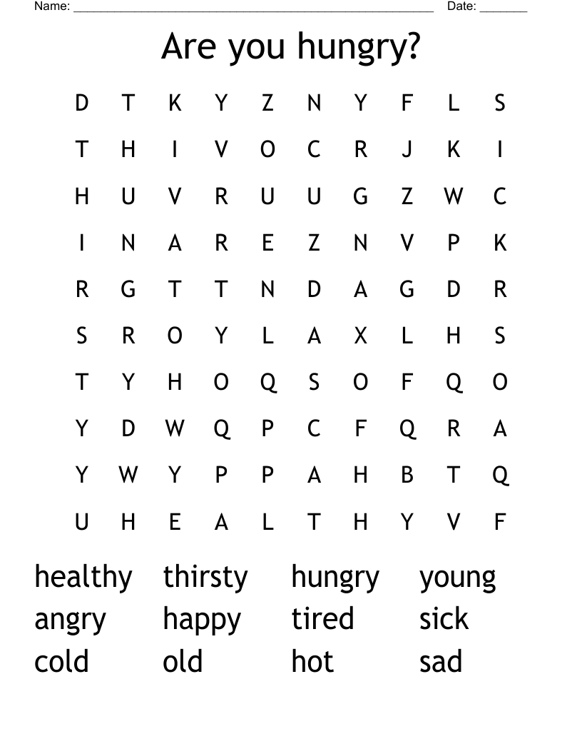 Are you hungry? Word Search
