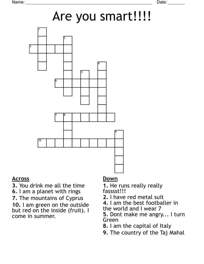 Are you smart!!!! Crossword