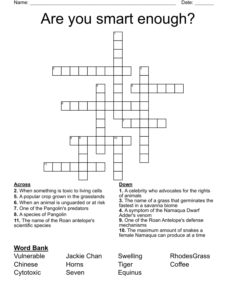 Are you smart enough? Crossword
