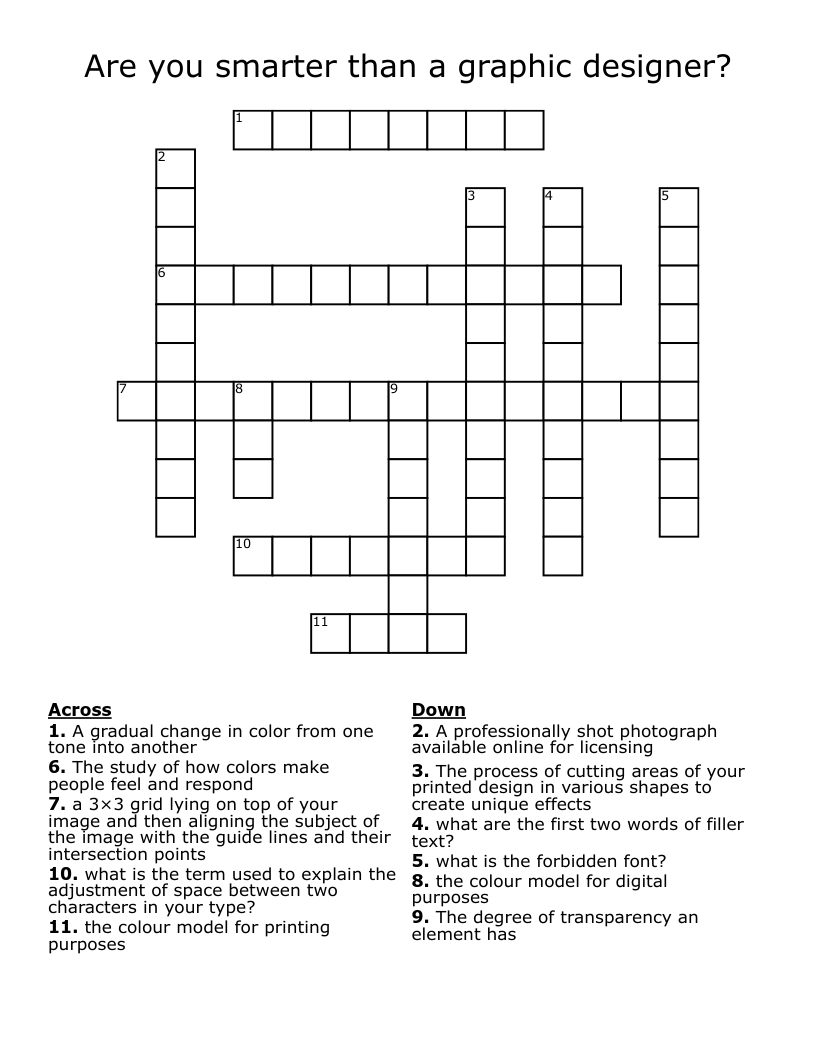 Are you smarter than a graphic designer? Crossword