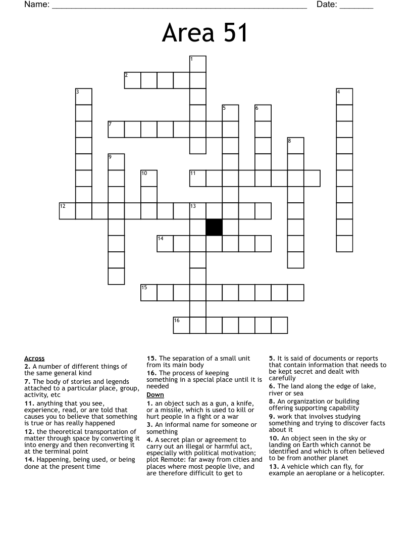 Area 51 Crossword