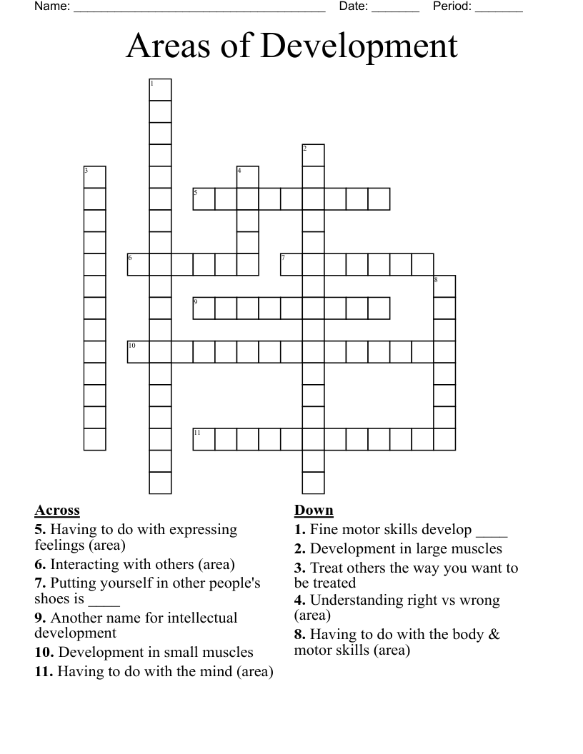 Areas of Development  Crossword