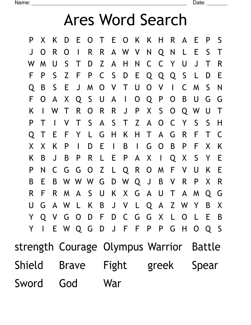 Ares Word Search
