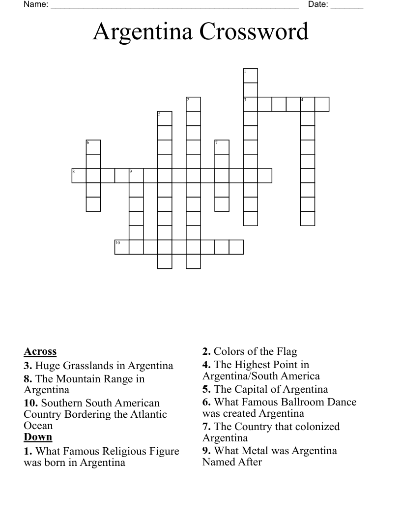 Argentina Crossword