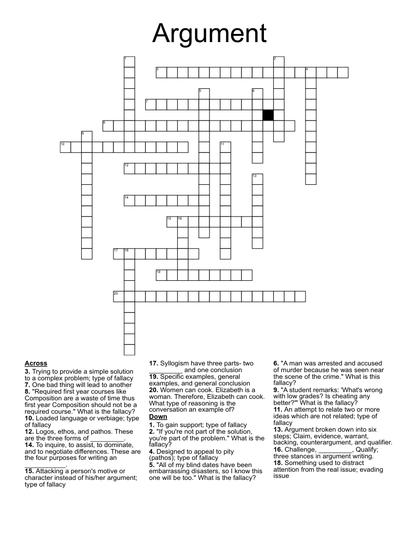 Argument Crossword