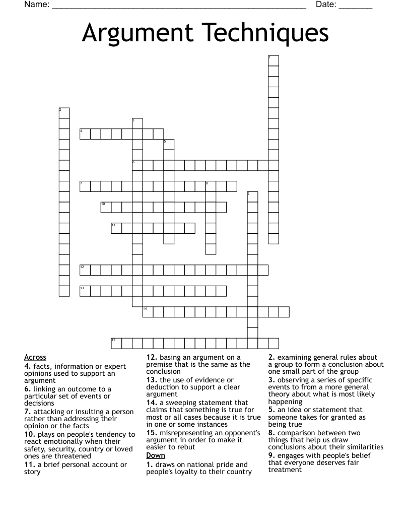 Argument Techniques  Crossword