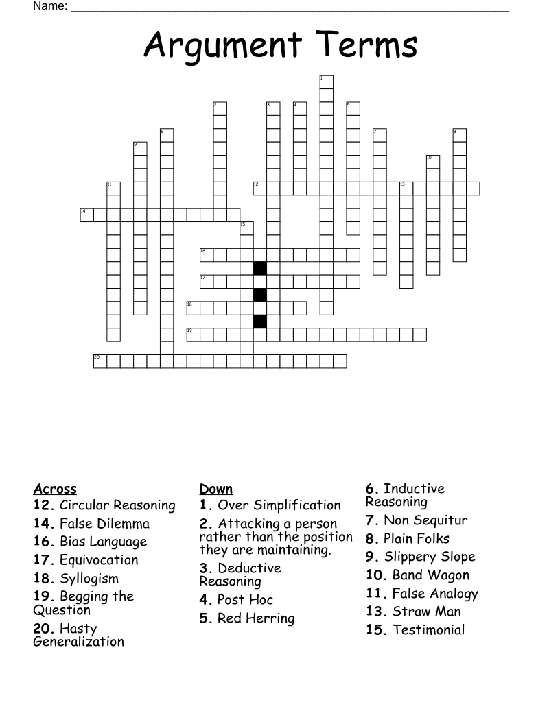 Argument Terms Crossword