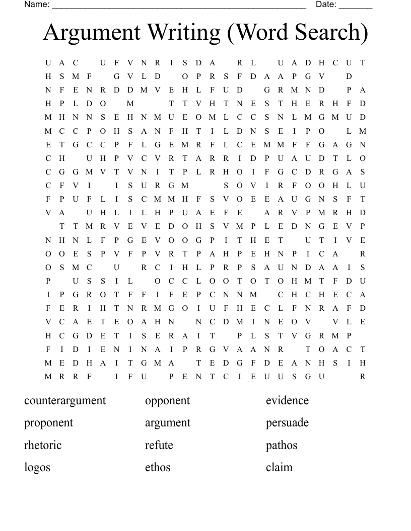 Argument Writing (Word Search)