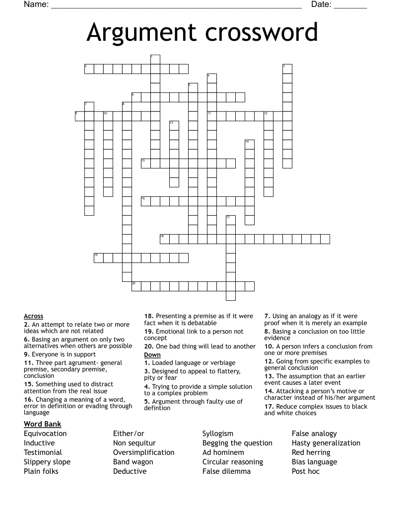 Argument crossword 