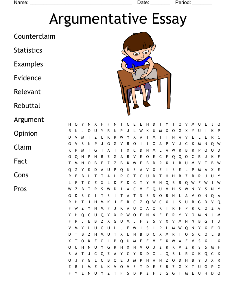 Argumentative Essay Word Search